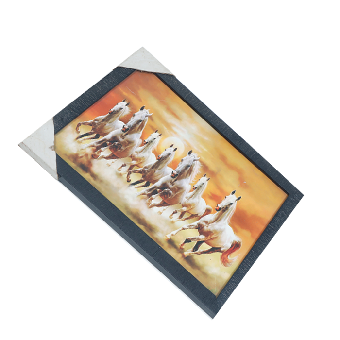 7 Running Vastu Shastr White Horse Photo Frame - 9 × 13 Inches | For Home Decor And Gifts