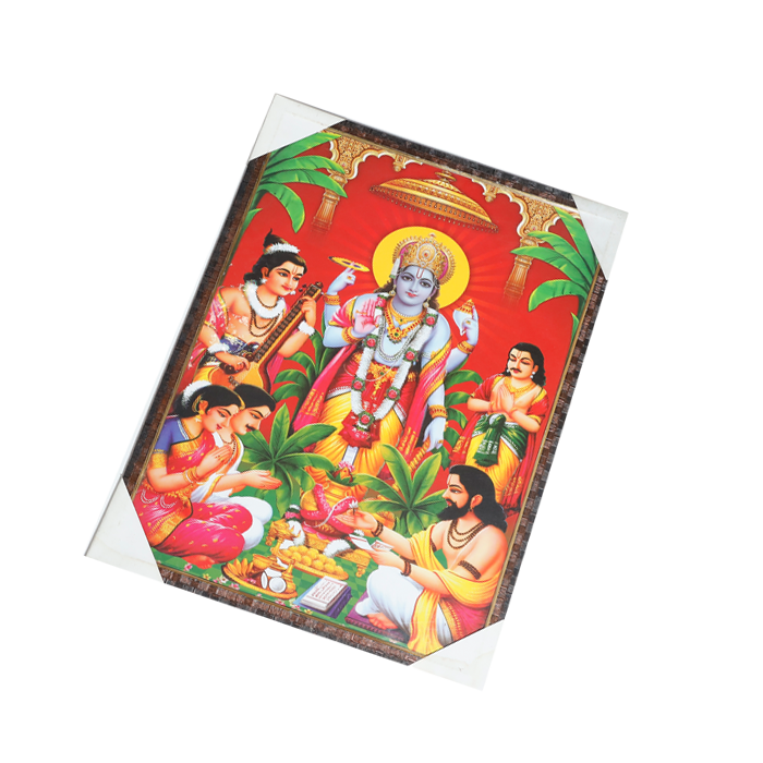 Shree Satyanarayan Bhagwan Photo Frame - 25 × 19 Inches | For Pooja Temple | Home Decor And GIfts