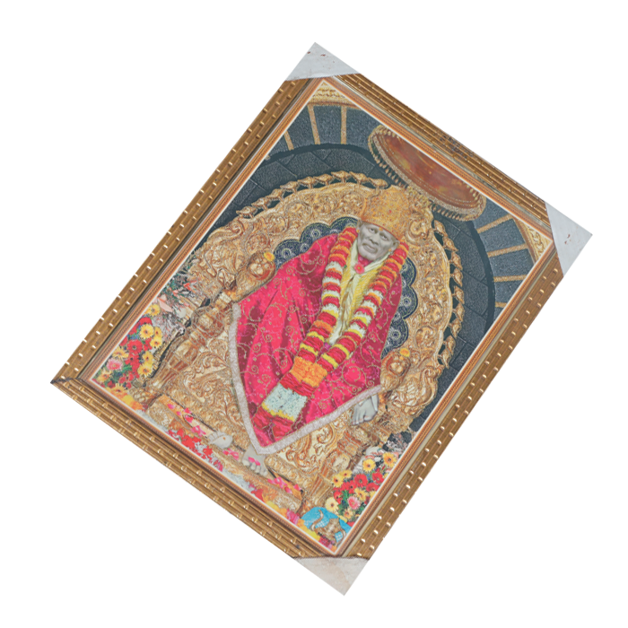 Shree Sai Baba Photo Frame - 17 × 13 Inches | For Pooja Temple | Home Decor And GIfts