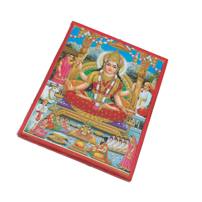 Goddess Santoshi Mata Is Sitting On Throne Photo Frame - 12 × 8 Inches | For Pooja Temple | Home Decor And GIfts
