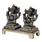 Brass Murti Lord Ganesha Is Sitting On The Stool - 3.5 × 4 Inches | For Pooja Temple | Home Decor And Gifts