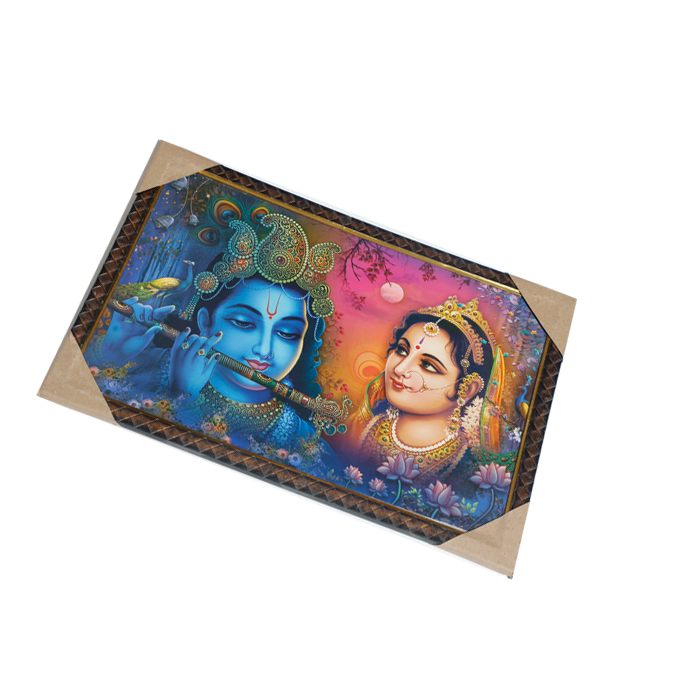 Lord Krishan And Goddess Radha Photo Frame - 13 × 19 Inches | For Pooja Temple | Home Decor And Gifts