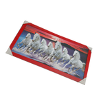 7 Running Vastu Shastr White Horse Photo Frame - 26 × 14 Inches | For Home Decor And Gifts