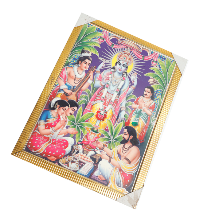 Shree Satyanarayan Bhagwan Photo Frame - 26 × 20 Inches | For Pooja Temple | Home Decor And Gifts