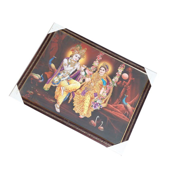 Goddess Radha And Lord Krishan Photo Frame - 19 × 25 Inches | For Pooja Temple | Home Decor And Gifts