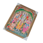 Lord Ram Darbar With Ram, Laxman, Sita And Hanuman Photo Frame - 26 × 20 Inches | For Pooja Temple | Home Decor And GIfts