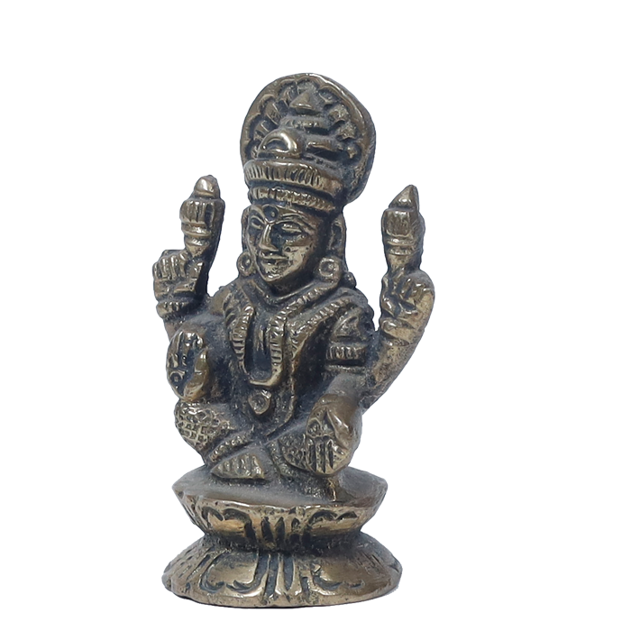 Brass Murti Goddess Lakshmi Ji Is Sitting On Stool - 2.5 × 2 Inches | 2 × 1 Inches | For Pooja Temple | Home Decor And Gifts