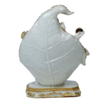 Lord Ganesha Is Sitting On A Betel Leaf Marble Dust Murti Idol - 9 × 5 Inches | For Pooja Temple And Home Decor