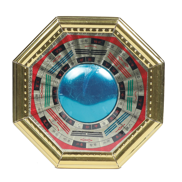 Glossy Brass Golden Vastu Bagua Mirrors - 5 × 5 Inches