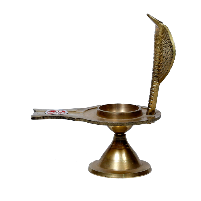 Brass 2 No. Shivling Stand With Snake - 5 × 4 Inches | For Pooja Temple