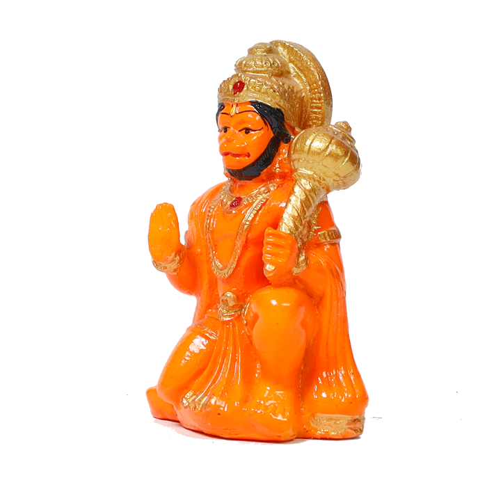 Hanuman Ji Sindoor Wale Marble Dust Murti Idol - 3 x 2 Inches | For Pooja Temple And Home Decor