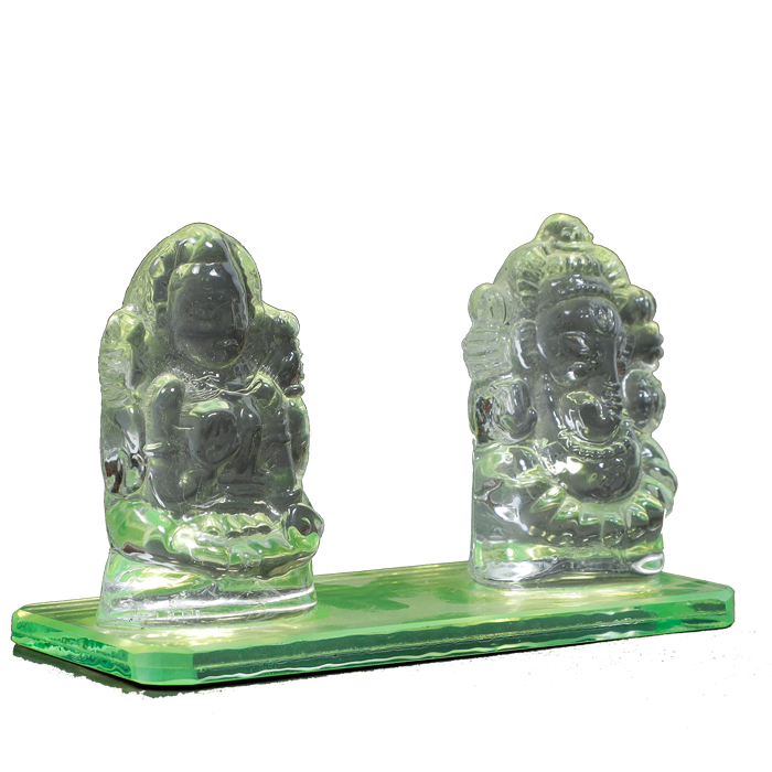 Light Green Laxmi Ganesh - 3 × 4 Inches