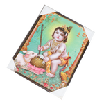 Lord Bal Gopal Krishna Photo Frame - 25 × 19 Inches | For Pooja Temple | Home Decor And Gifts