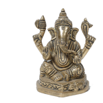 Brass Murti Lord Ganesha Is Sitting On Lotus Flower - 3.8 × 3 Inches | For Pooja Temple | Home Decor And Gifts