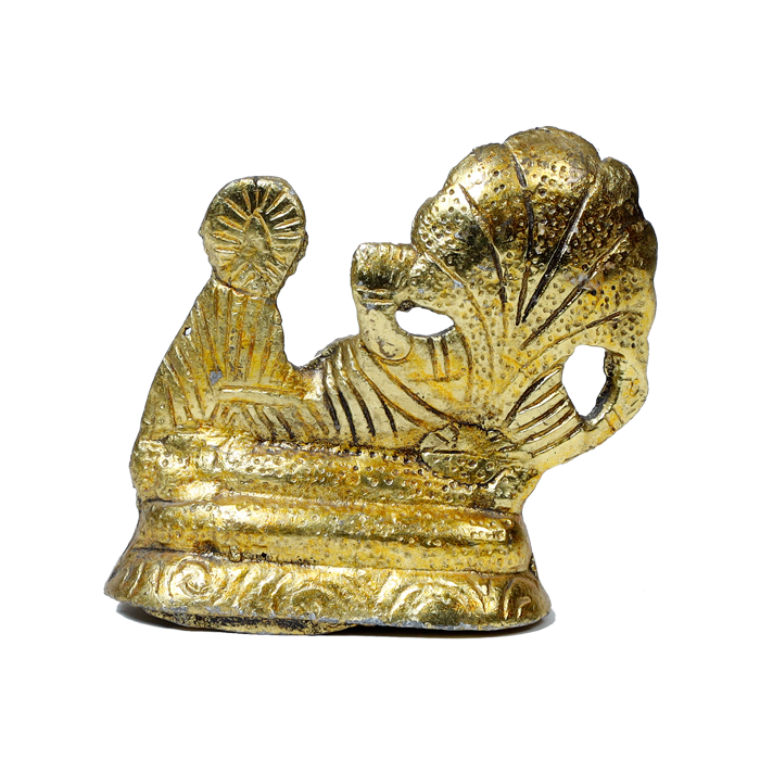 Brass Murti Lord Vishnu And Goddess Lakshmi Ji - 4 × 3 Inches | For Pooja Temple | Home Decor And Gifts