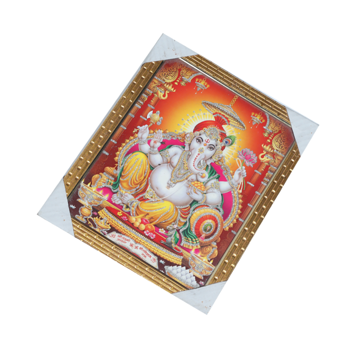 Lord Ganesha Photo Frame - 13 × 11 Inches | For Pooja Temple | Home Decor And Gifts