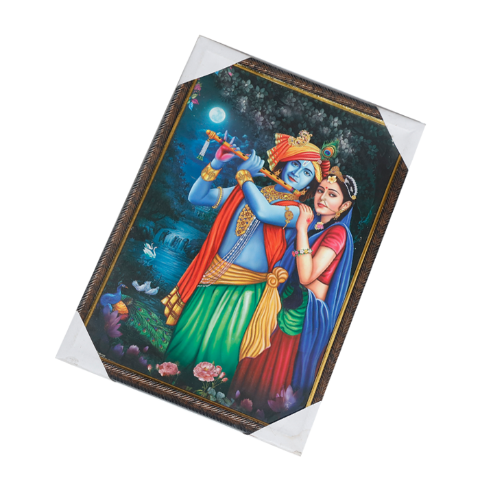 Lord Krishan And Goddess Radha Photo Frame - 13 × 19 Inches | For Pooja Temple | Home Decor And Gifts