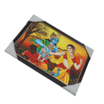 Goddess Radha And Lord Krishan Photo Frame - 9 × 13 Inches | For Pooja Temple | Home Decor And Gifts