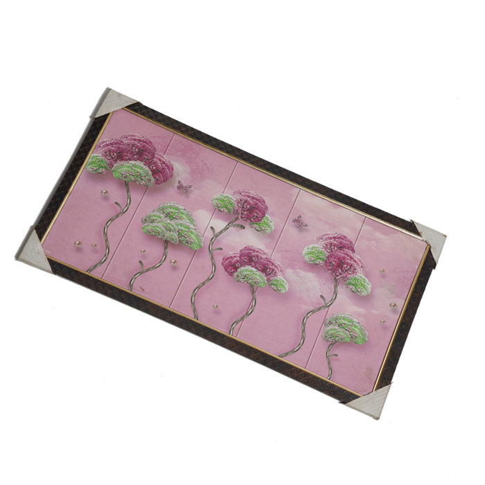 Trees With Green And Pink Flowers Photo Frame - 26 × 14 Inches | For Home Decor And Gifts