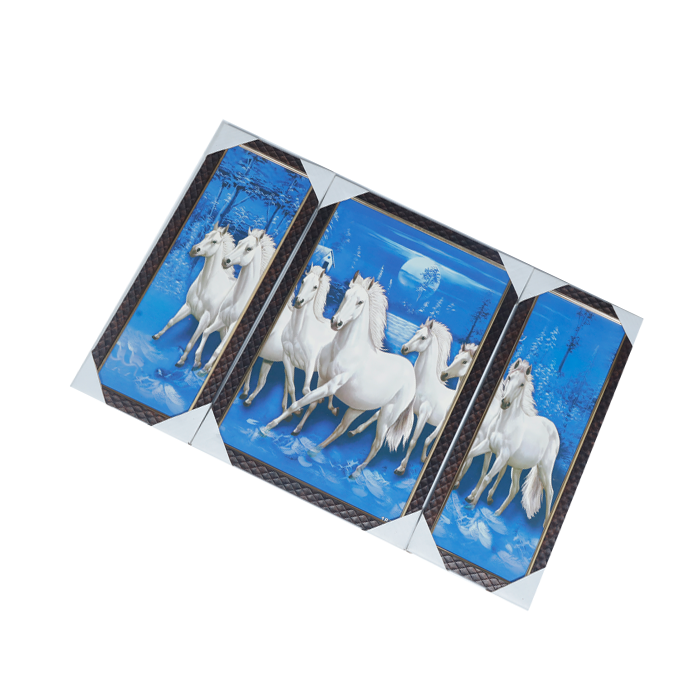7 Running Vastu Shastr White Horse Photo Frame - 19 × 15 Inches | For Home Decor And Gifts