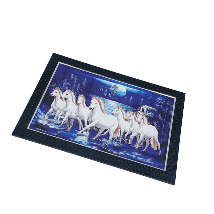 7 Running Vastu Shastr White Horse Photo Frame - 14 × 20 Inches | For Home Decor And Gifts