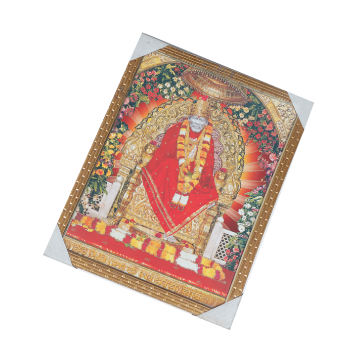 Shree Sai Baba Photo Frame - 17 × 13 Inches | For Pooja Temple | Home Decor And GIfts