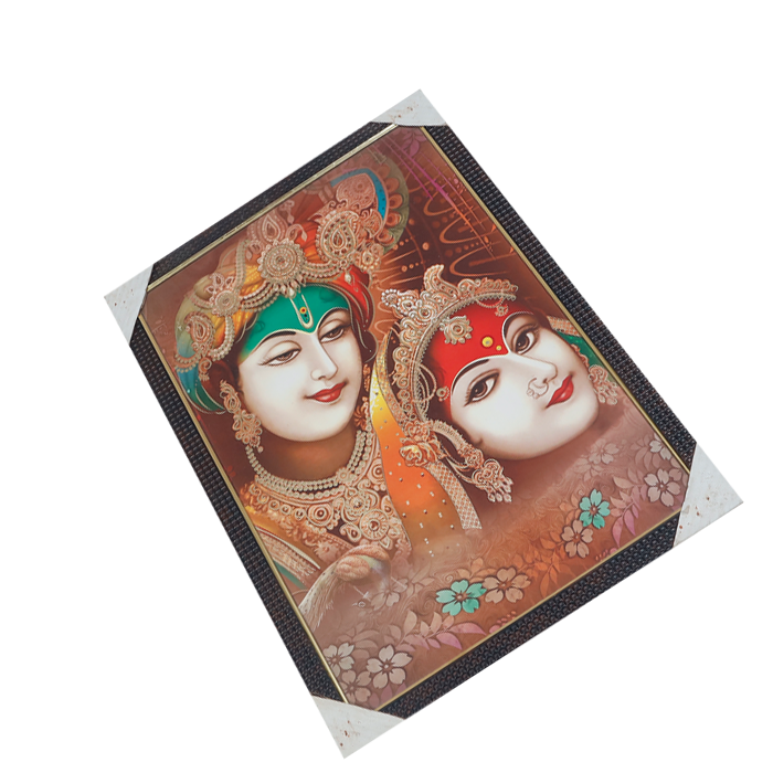 Lord Krishan And Goddess Radha Photo Frame - 20 × 13 Inches | For Pooja Temple | Home Decor And Gifts