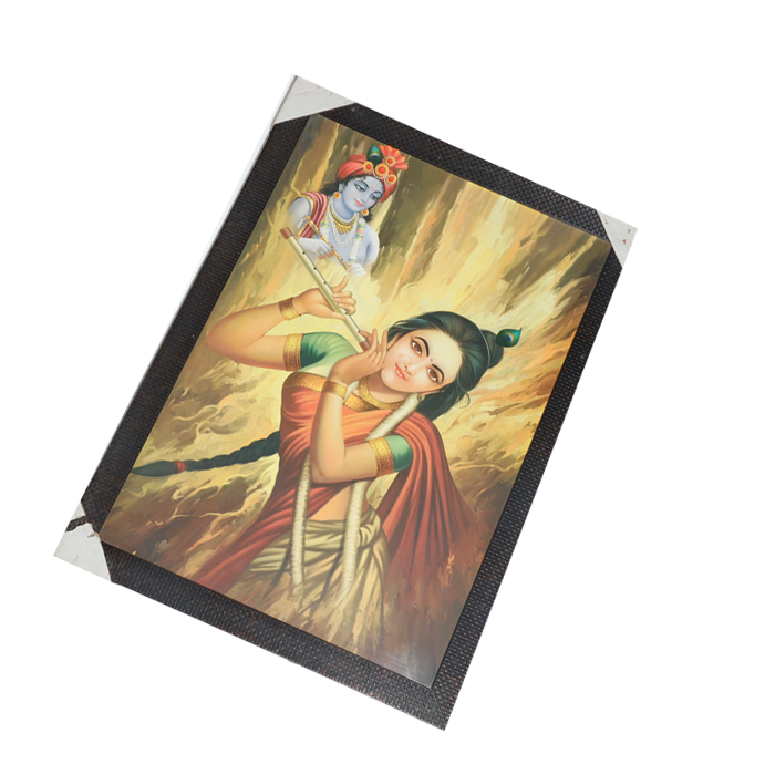 Lord Krishan And Goddess Radha Photo Frame - 22 × 30 Inches | For Pooja Temple | Home Decor And Gifts
