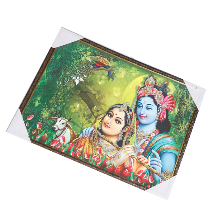 Lord Krishan And Goddess Radha Photo Frame - 20 × 26 Inches | For Pooja Temple | Home Decor And Gifts