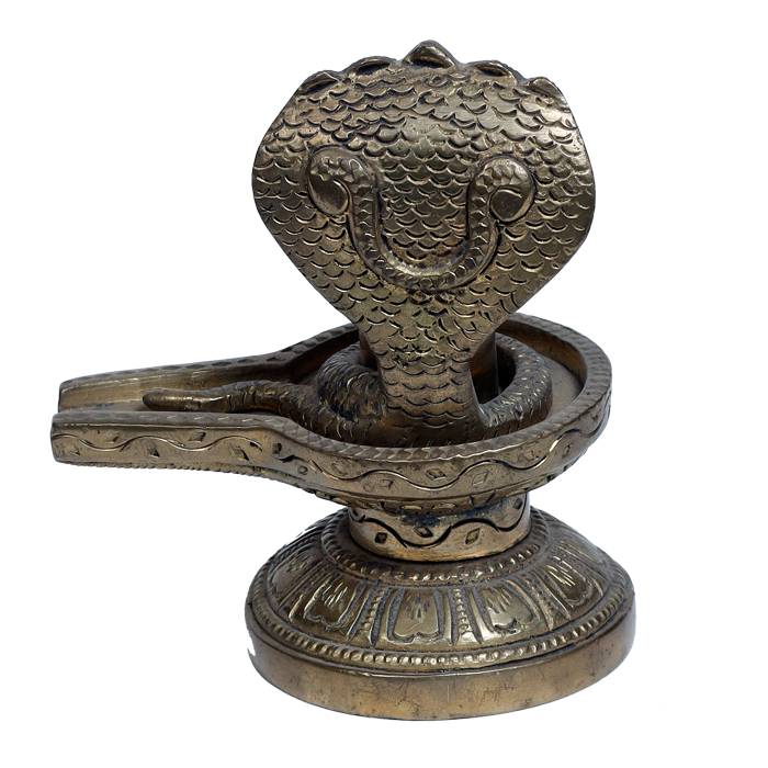 Brass Shivling Stand With Snake - 4 × 3.5 Inches | For Pooja Temple And Gifts