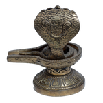Brass Shivling Stand With Snake - 4 × 3.5 Inches | For Pooja Temple And Gifts
