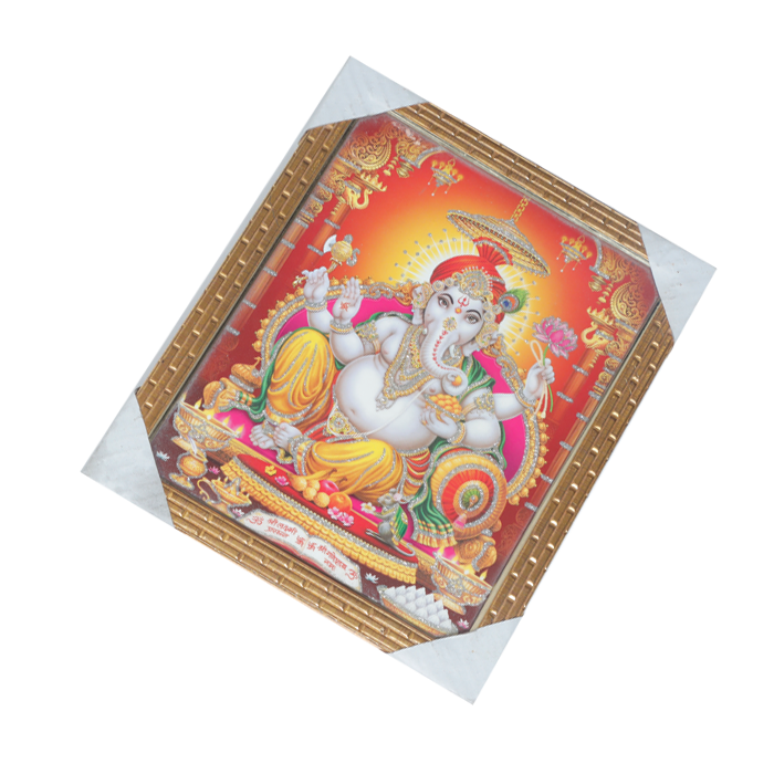 Lord Ganesha Photo Frame - 11 × 10 Inches | For Pooja Temple | Home Decor And Gifts