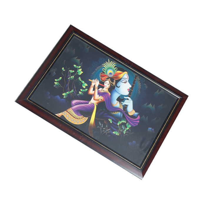 Lord Krishan And Goddess Radha Photo Frame - 14 × 20 Inches | For Pooja Temple | Home Decor And Gifts