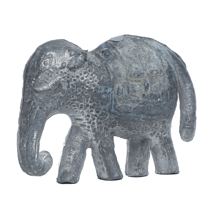 Brass Dhokra Elephant Statue With Carved Jali Design - 2.5 × 3Inches