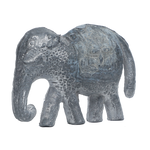 Brass Dhokra Elephant Statue With Carved Jali Design - 2.5 × 3Inches