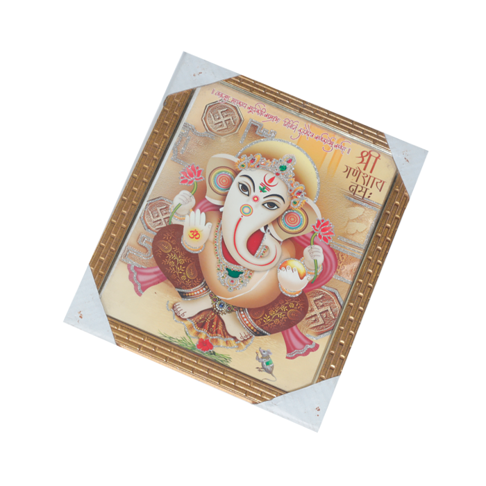 Lord Ganesha Photo Frame - 11 × 10 Inches | For Pooja Temple | Home Decor And Gifts
