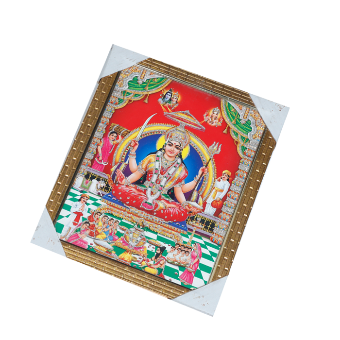 Goddess Santoshi Mata Is Sitting On Throne Photo Frame - 12 × 10 Inches | For Pooja Temple | Home Decor And Gifts
