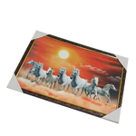 7 Running Vastu Shastr White Horse Photo Frame - 20 × 13 Inches | For Home Decor And Gifts