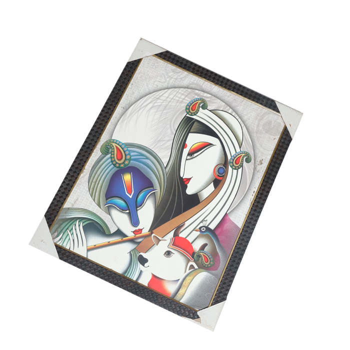 Lord Krishan And Goddess Radha Photo Frame - 26 × 20 Inches | For Pooja Temple | Home Decor And Gifts