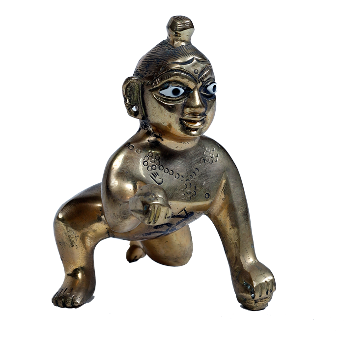Brass 3 No. Laddu Gopal - 4 × 3 Inches