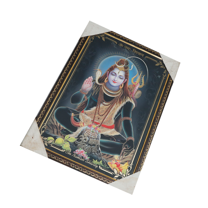 Lord Shiva Shankar Ji Photo Frame - 20 × 13 Inches | For Pooja Temple | Home Decor And Gifts
