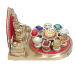 Shri Dhan Varsha Brass Kuber Yantra Chowki - 4 × 6 Inches
