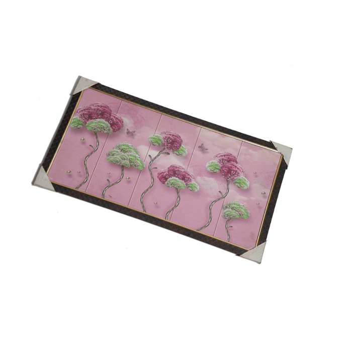 Trees With Green And Pink Flowers Photo Frame - 26 × 14 Inches | For Home Decor And Gifts