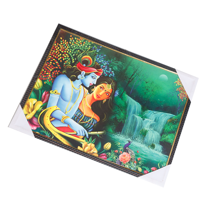 Lord Krishan And Goddess Radha Photo Frame - 19 × 25 Inches | For Pooja Temple | Home Decor And Gifts