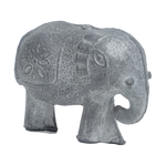 Brass Dhokra Elephant Statue With Carved Jali Design - 2.5 × 3Inches