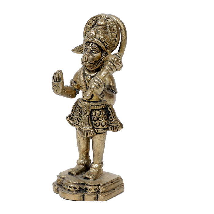 Brass Murti Veer Bajrang Bali Hanuman Ji - 4.5 × 1.5Inches | For Pooja Temple | Home Decor And Gifts