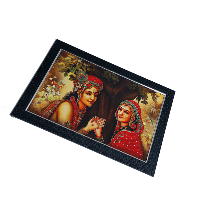 Lord Krishan And Goddess Radha Photo Frame - 14 × 20 Inches | For Pooja Temple | Home Decor And Gifts