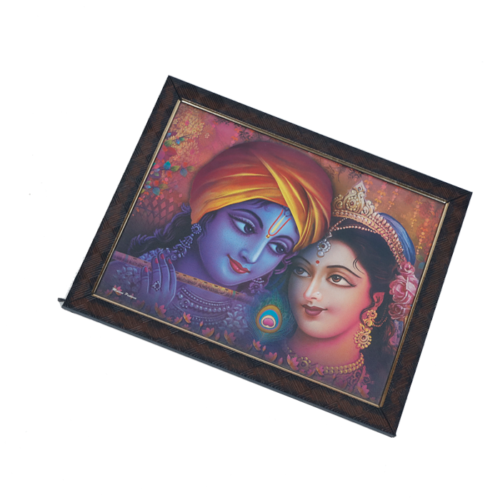 Lord Krishan And Goddess Radha Photo Frame - 13 × 10 Inches | For Pooja Temple | Home Decor And Gifts