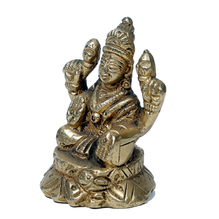 Brass Murti Lakshmi Ji Is Sitting On Throne - 3 × 2.5 Inches | For Pooja Temple | Home Decor And Gifts