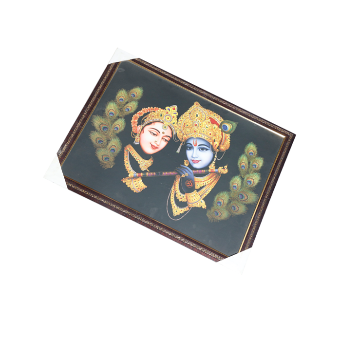 Goddess Radha And Lord Krishan Photo Frame - 25 × 20 Inches | For Pooja Temple | Home Decor And Gifts